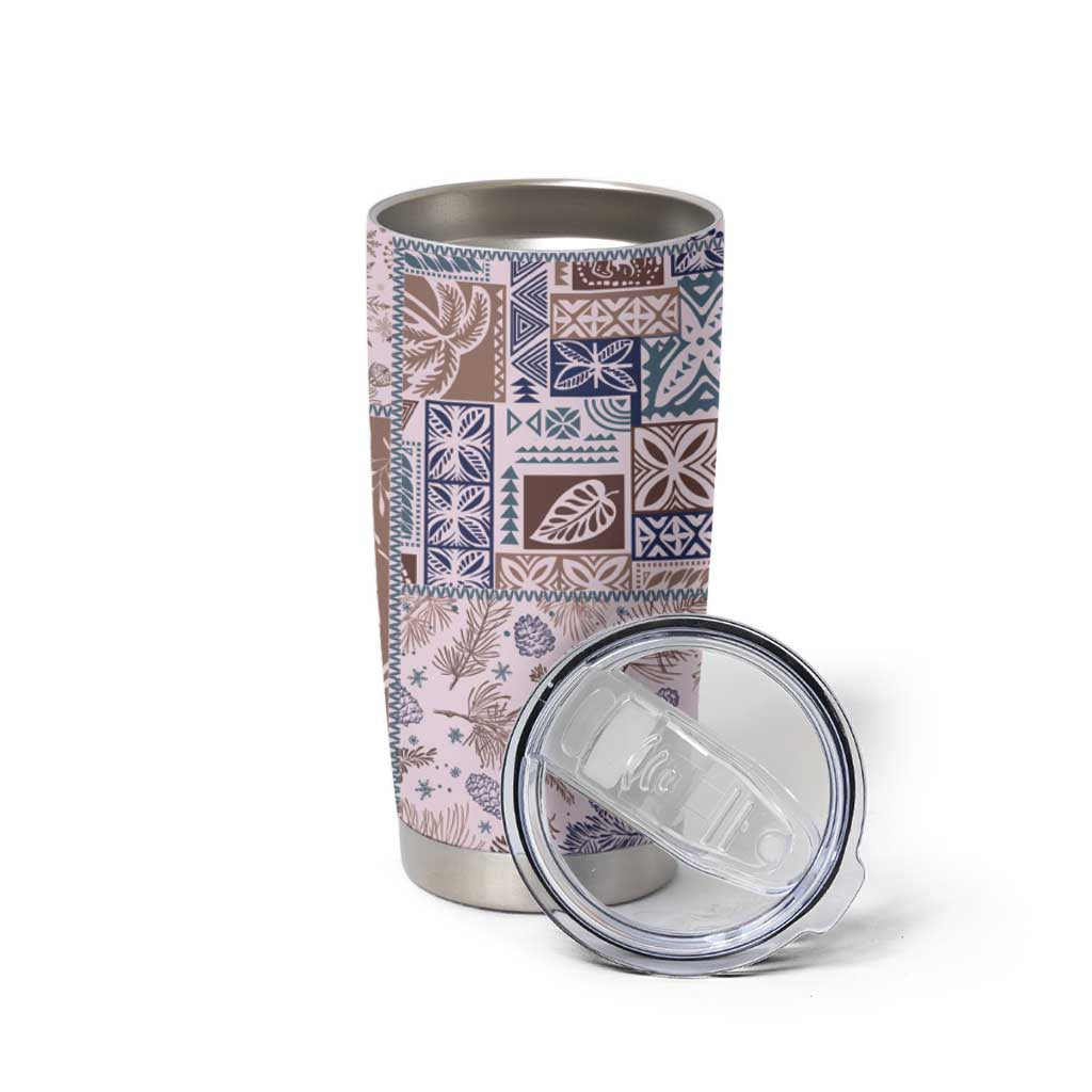 Aloha Hawaii Pastel Christmas Patchwork Tumbler Cup Rustic Style - Polynesian Pride