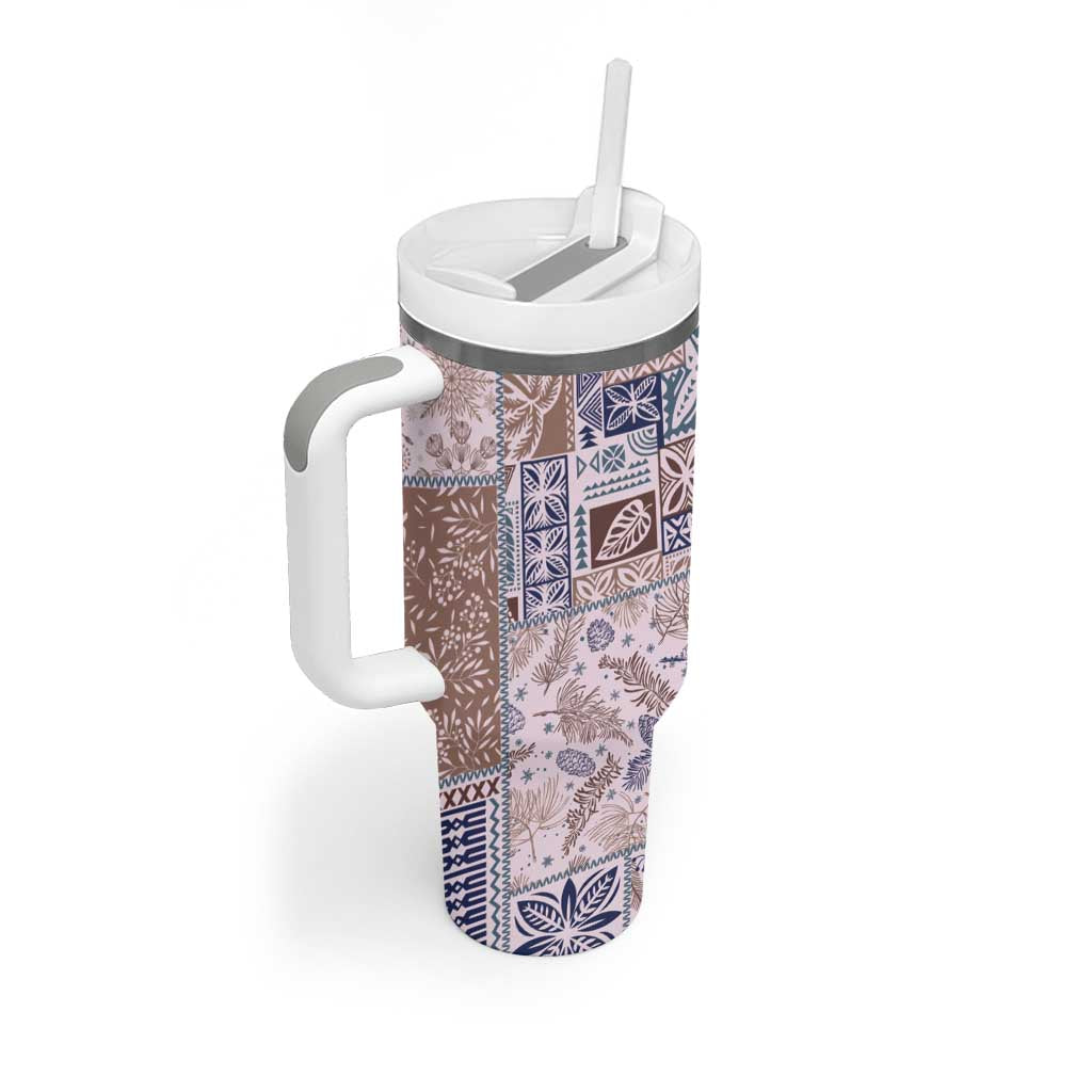 Aloha Hawaii Pastel Christmas Patchwork Tumbler With Handle Rustic Style - Polynesian Pride