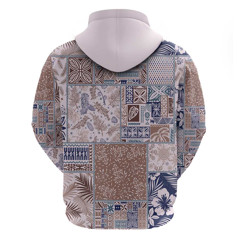 Aloha Hawaii Pastel Christmas Patchwork Zip Hoodie Rustic Style - Polynesian Pride