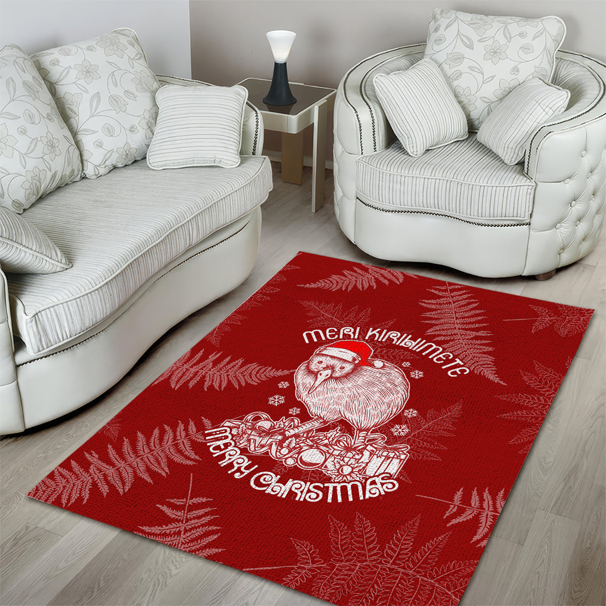 New Zealand Christmas Area Rug Silver Fern Mix Kiwi Bird Ver01 LT7 - Polynesian Pride