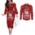 New Zealand Christmas Couples Matching Off The Shoulder Long Sleeve Dress and Long Sleeve Button Shirts Silver Fern Mix Kiwi Bird Ver01 LT7 Red - Polynesian Pride