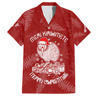 New Zealand Christmas Family Matching Off Shoulder Maxi Dress and Hawaiian Shirt Silver Fern Mix Kiwi Bird Ver01 LT7 Dad's Shirt - Short Sleeve Red - Polynesian Pride