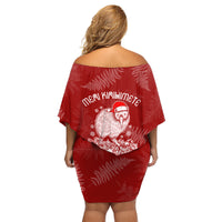 New Zealand Christmas Family Matching Off Shoulder Short Dress and Hawaiian Shirt Silver Fern Mix Kiwi Bird Ver01 LT7 - Polynesian Pride