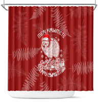 New Zealand Christmas Shower Curtain Silver Fern Mix Kiwi Bird Ver01 LT7 Red - Polynesian Pride