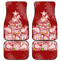 New Zealand Christmas Car Mats Silver Fern Mix Kiwi Bird Ver02 LT7 Red - Polynesian Pride