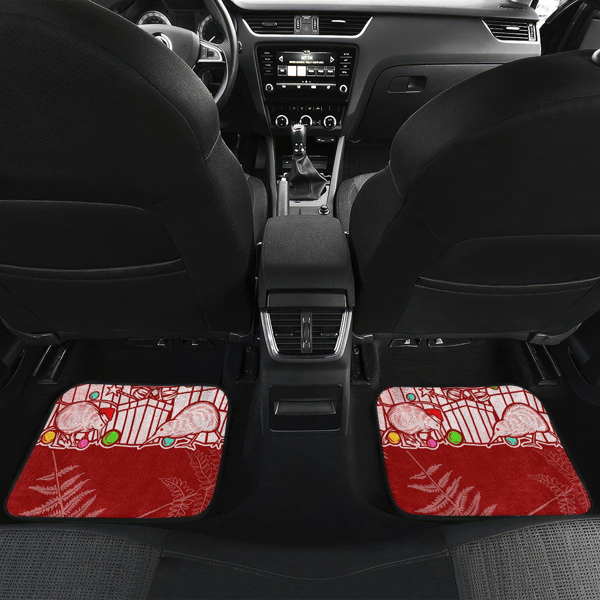 New Zealand Christmas Car Mats Silver Fern Mix Kiwi Bird Ver02 LT7 - Polynesian Pride