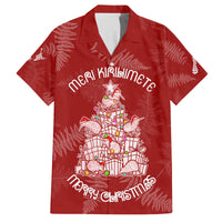 New Zealand Christmas Family Matching Long Sleeve Bodycon Dress and Hawaiian Shirt Silver Fern Mix Kiwi Bird Ver02 LT7 Dad's Shirt - Short Sleeve Red - Polynesian Pride