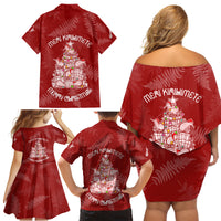 New Zealand Christmas Family Matching Off Shoulder Short Dress and Hawaiian Shirt Silver Fern Mix Kiwi Bird Ver02 LT7 - Polynesian Pride