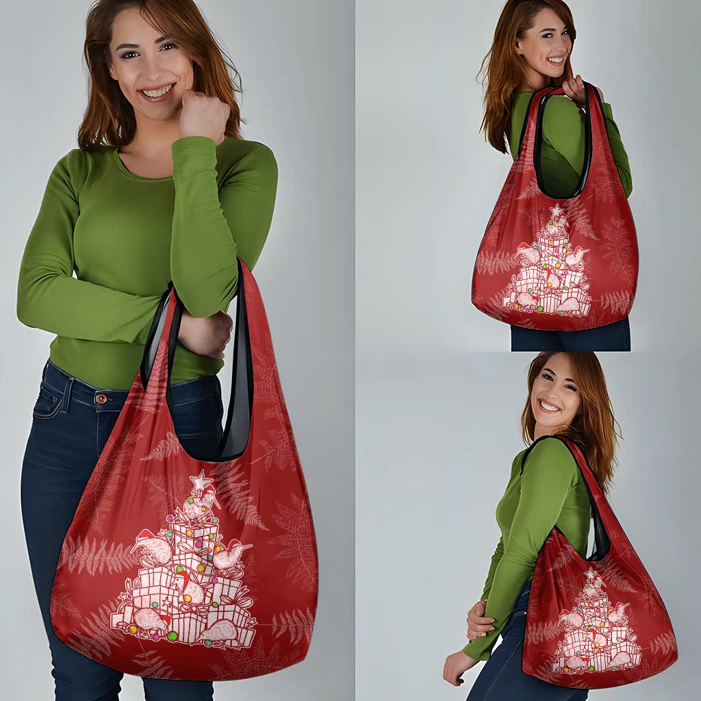 New Zealand Christmas Grocery Bag Silver Fern Mix Kiwi Bird Ver02