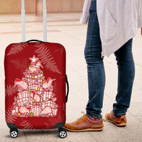 New Zealand Christmas Luggage Cover Silver Fern Mix Kiwi Bird Ver02 LT7 Red - Polynesian Pride
