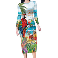 Aloha Hawaii Christmas Family Matching Long Sleeve Bodycon Dress and Hawaiian Shirt It's 5 o'clock Somewhere LT7 Mom's Dress Colorful - Polynesian Pride