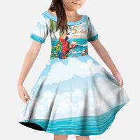 Aloha Hawaii Christmas Family Matching Off The Shoulder Long Sleeve Dress and Hawaiian Shirt It's 5 o'clock Somewhere LT7 Daughter's Dress Colorful - Polynesian Pride