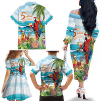 Aloha Hawaii Christmas Family Matching Off The Shoulder Long Sleeve Dress and Hawaiian Shirt It's 5 o'clock Somewhere LT7 - Polynesian Pride