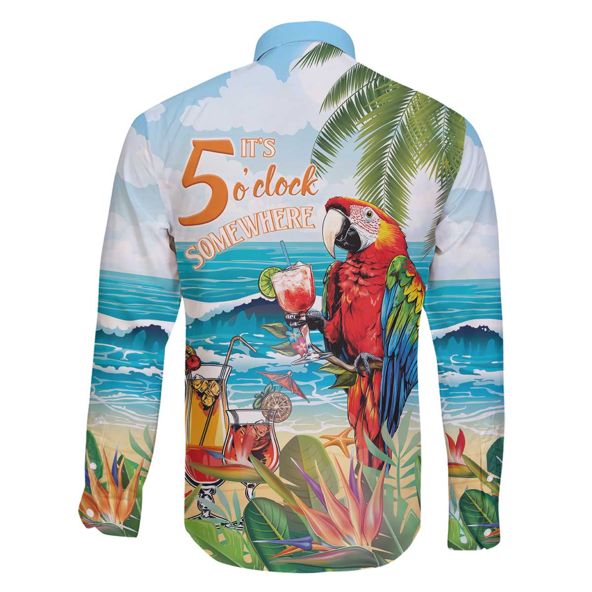 Aloha Hawaii Christmas Family Matching Off The Shoulder Long Sleeve Dress and Hawaiian Shirt It's 5 o'clock Somewhere LT7 - Polynesian Pride