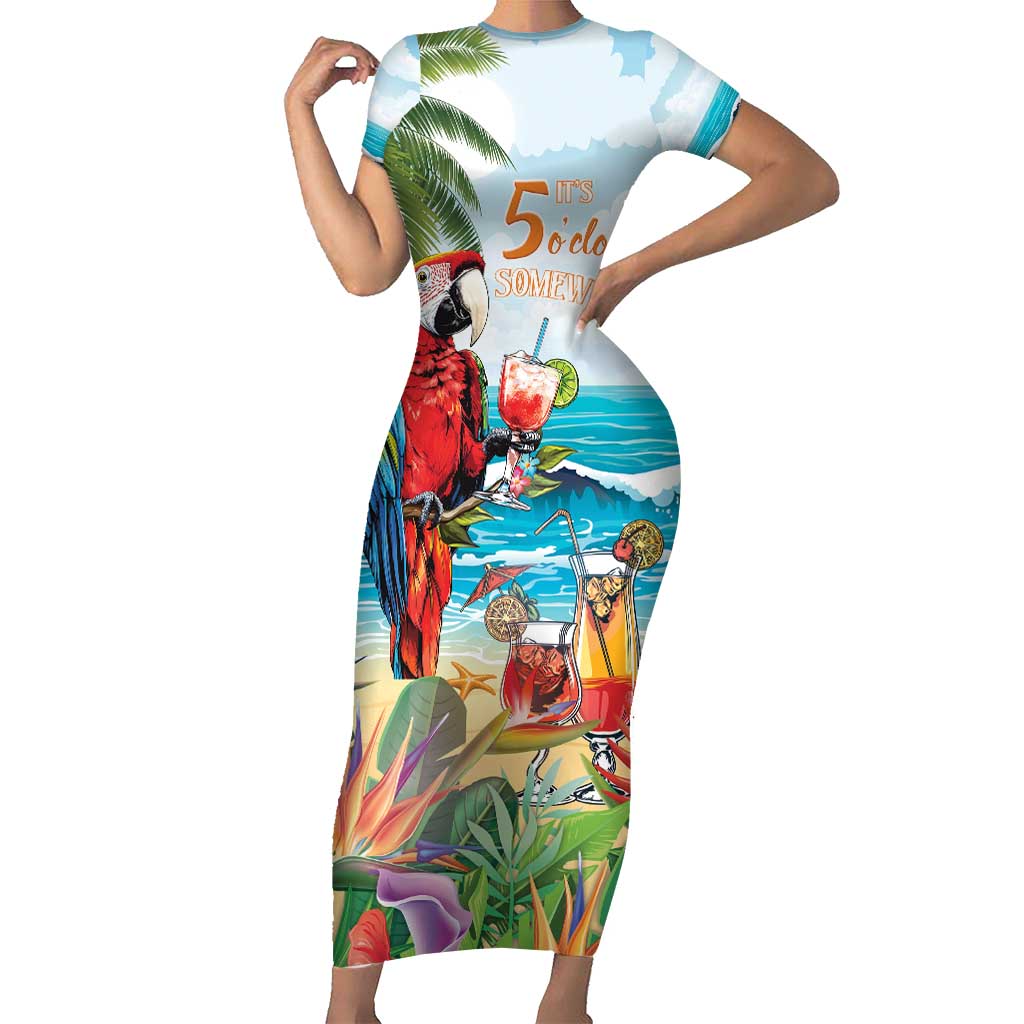 Aloha Hawaii Christmas Family Matching Short Sleeve Bodycon Dress and Hawaiian Shirt It's 5 o'clock Somewhere LT7 Mom's Dress Colorful - Polynesian Pride