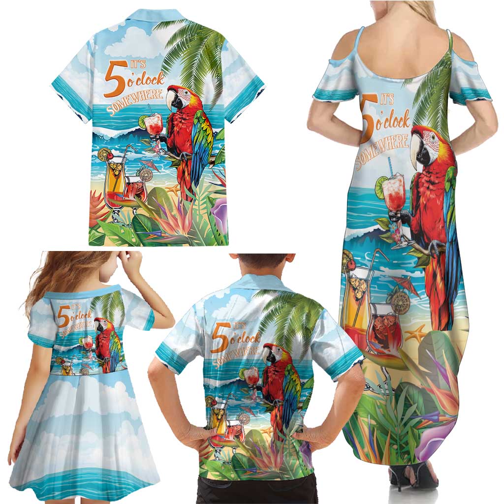Aloha Hawaii Christmas Family Matching Summer Maxi Dress and Hawaiian Shirt It's 5 o'clock Somewhere