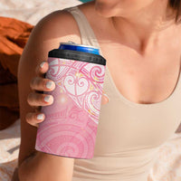Breast Cancer Awareness Maori Aotearoa 4 in 1 Can Cooler Tumbler Manta Ray - Pink Glaze - Polynesian Pride