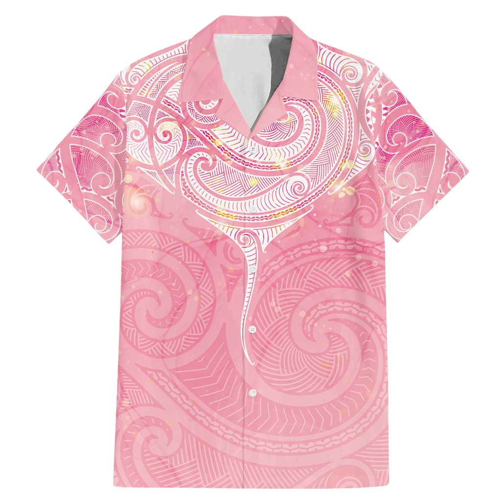Breast Cancer Awareness Maori Aotearoa Family Matching Mermaid Dress and Hawaiian Shirt Manta Ray - Pink Glaze - Polynesian Pride