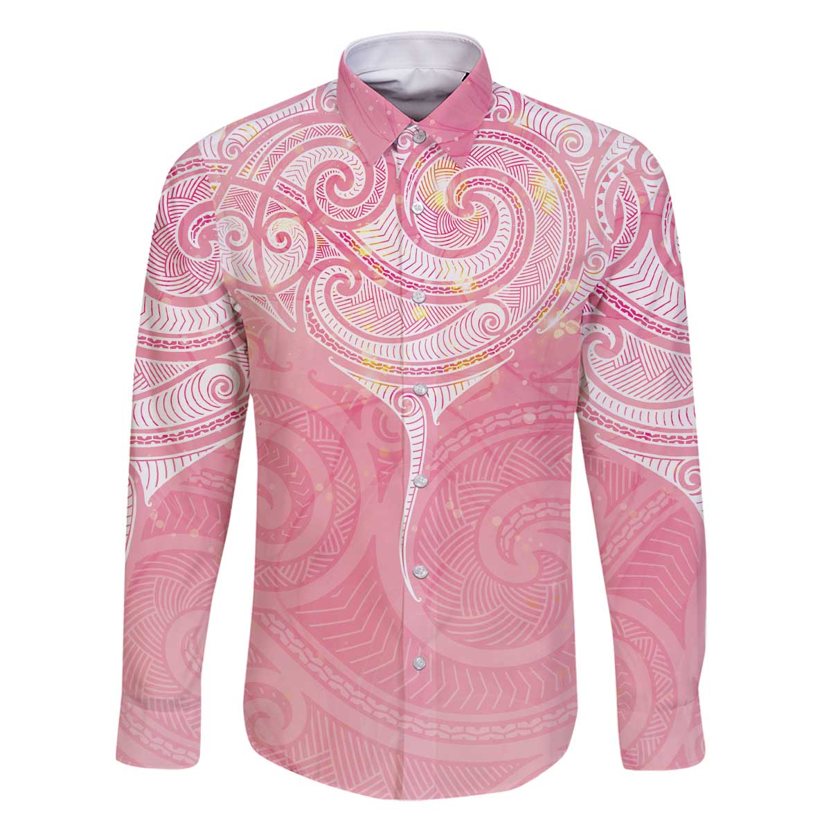 Breast Cancer Awareness Maori Aotearoa Family Matching Off The Shoulder Long Sleeve Dress and Hawaiian Shirt Manta Ray - Pink Glaze - Polynesian Pride