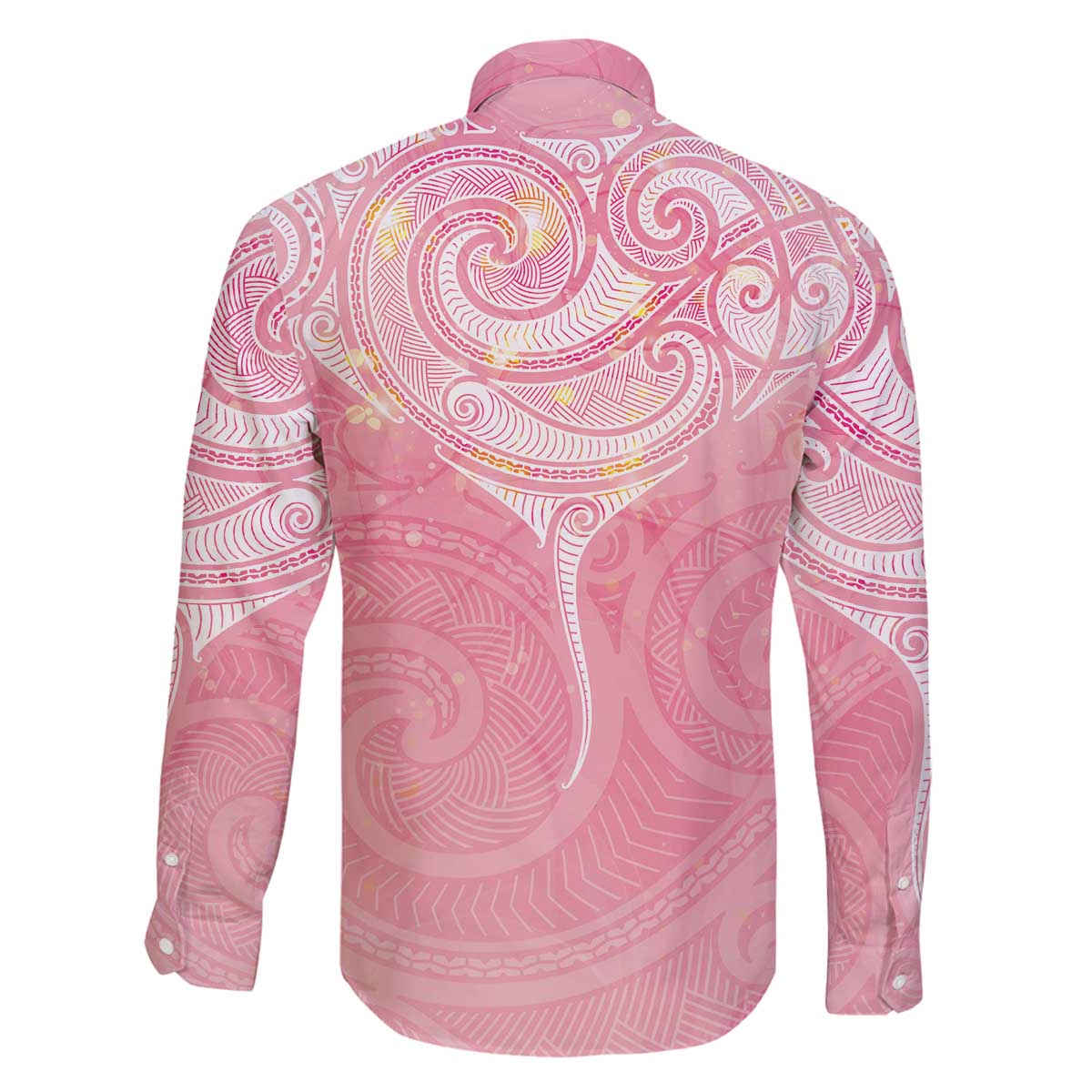 Breast Cancer Awareness Maori Aotearoa Family Matching Off The Shoulder Long Sleeve Dress and Hawaiian Shirt Manta Ray - Pink Glaze - Polynesian Pride