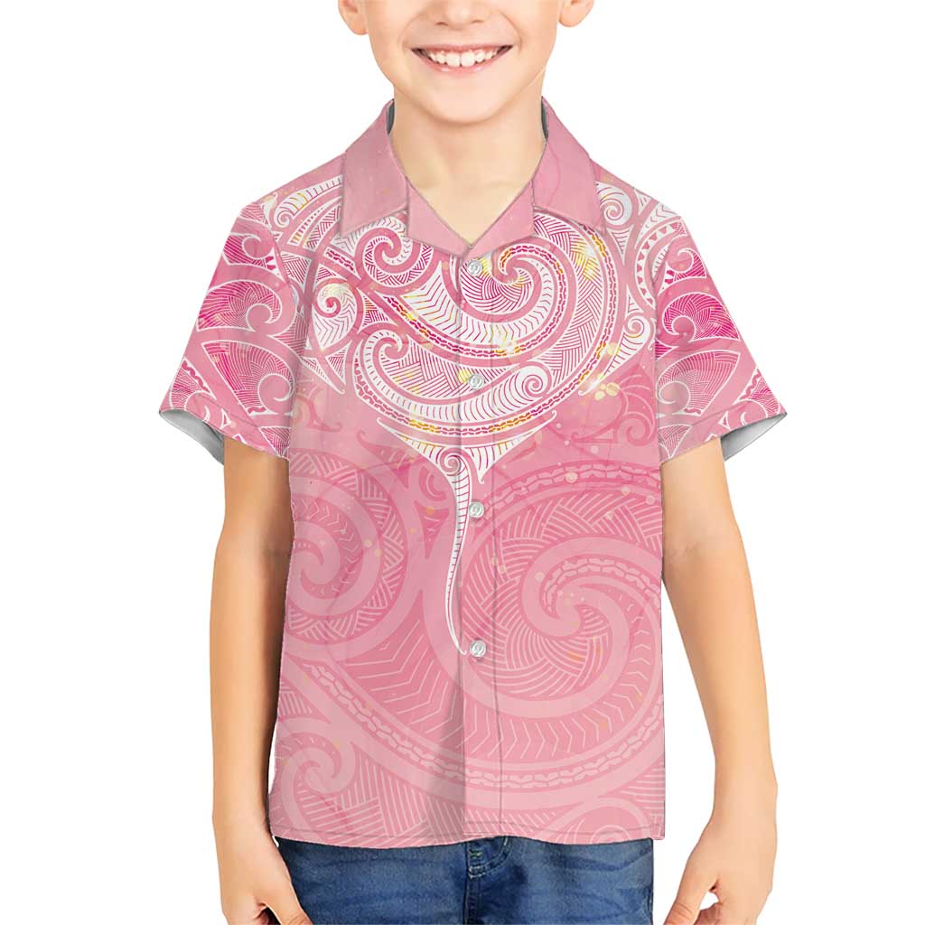 Breast Cancer Awareness Maori Aotearoa Hawaiian Shirt Manta Ray - Pink Glaze - Polynesian Pride
