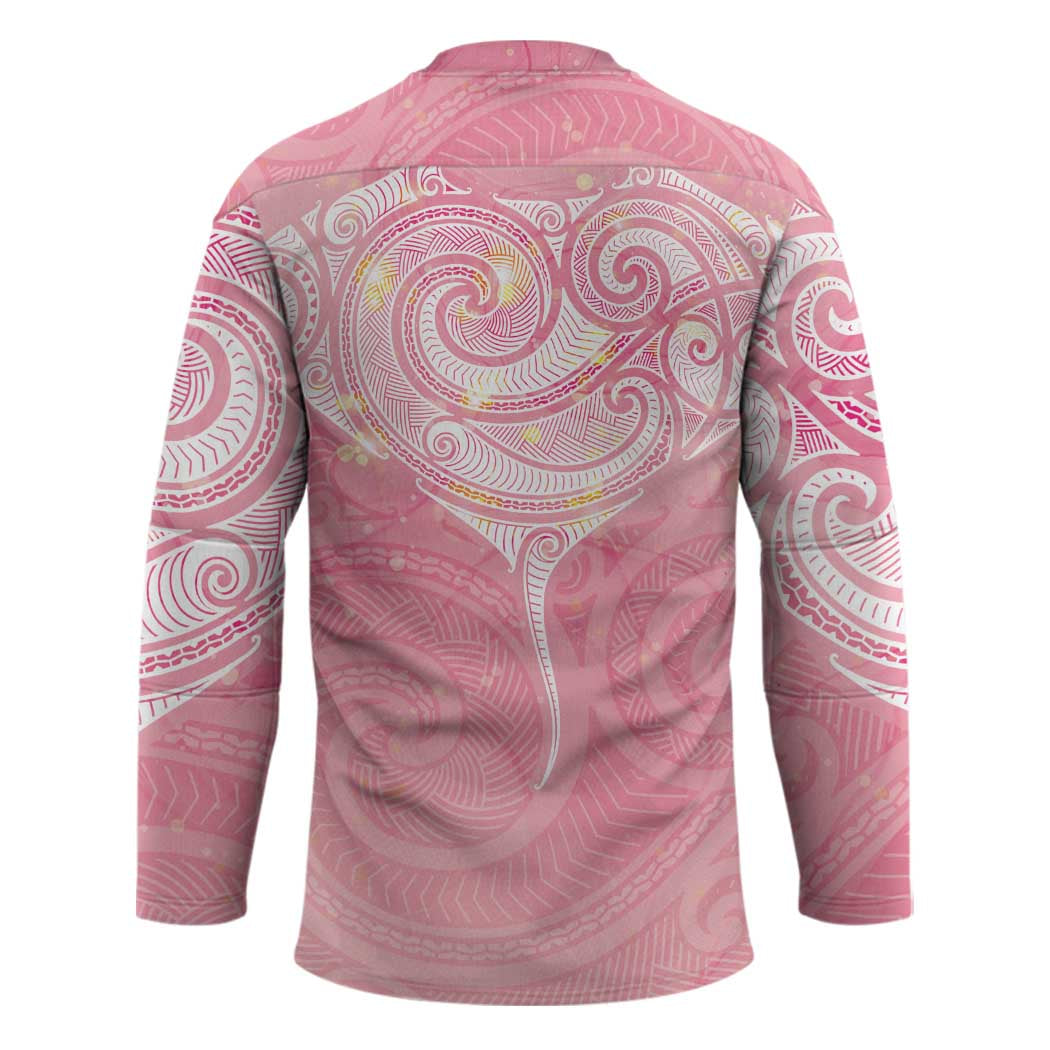 Breast Cancer Awareness Maori Aotearoa Hockey Jersey Manta Ray - Pink Glaze - Polynesian Pride