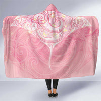 Breast Cancer Awareness Maori Aotearoa Hooded Blanket Manta Ray - Pink Glaze - Polynesian Pride