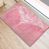 Breast Cancer Awareness Maori Aotearoa Rubber Doormat Manta Ray - Pink Glaze - Polynesian Pride