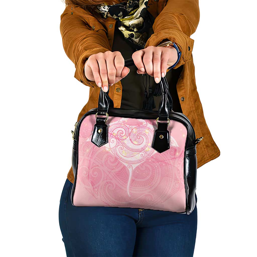 Breast Cancer Awareness Maori Aotearoa Shoulder Handbag Manta Ray - Pink Glaze - Polynesian Pride
