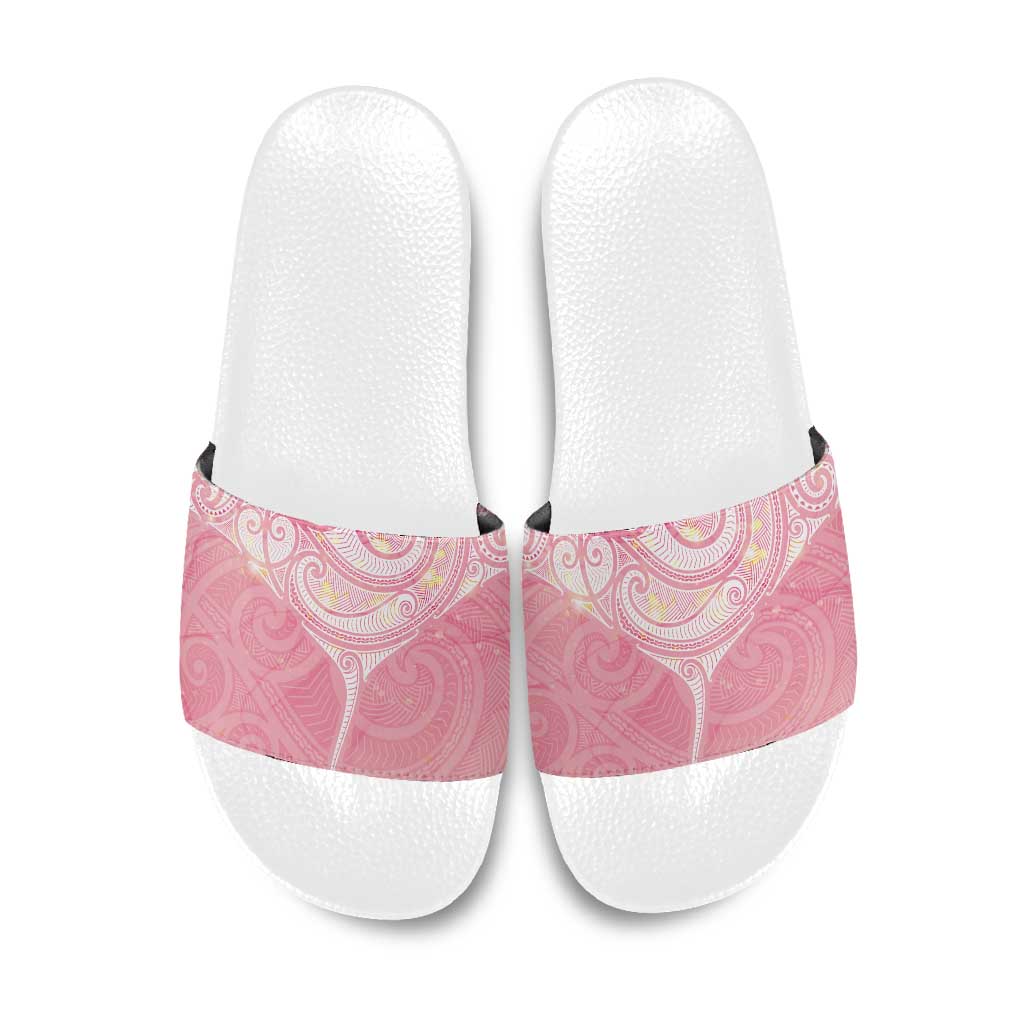 Breast Cancer Awareness Maori Aotearoa Slide Sandals Manta Ray - Pink Glaze - Polynesian Pride