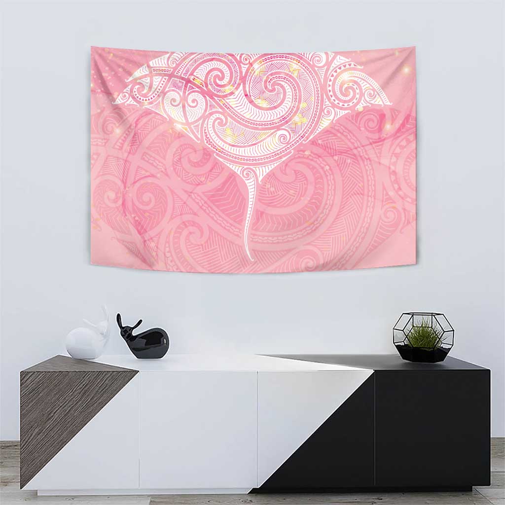 Breast Cancer Awareness Maori Aotearoa Tapestry Manta Ray - Pink Glaze - Polynesian Pride