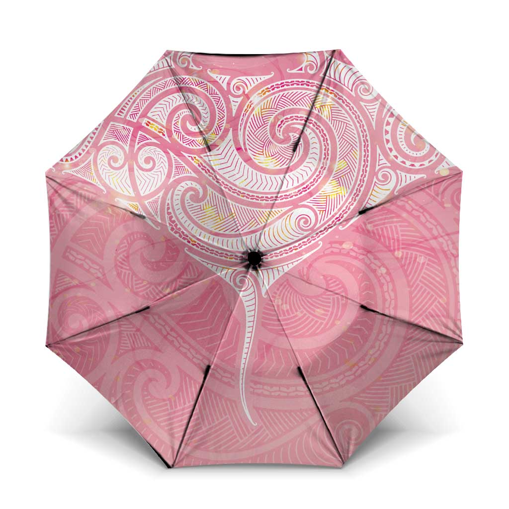 Breast Cancer Awareness Maori Aotearoa Umbrella Manta Ray - Pink Glaze - Polynesian Pride