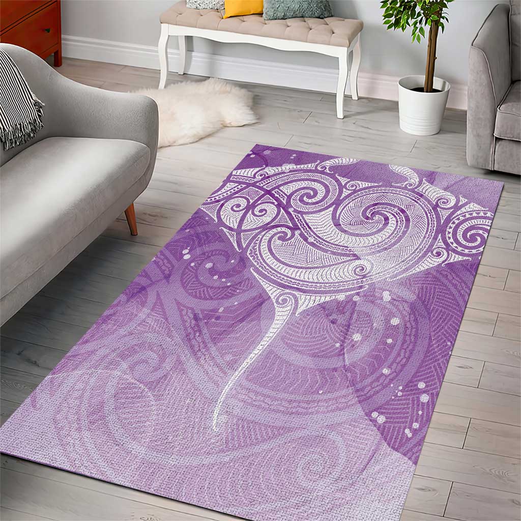 Epilepsy Awareness Maori Aotearoa Area Rug Manta Ray - Purple Glaze - Polynesian Pride