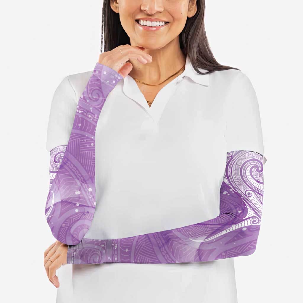Epilepsy Awareness Maori Aotearoa Arm Sleeves Manta Ray - Purple Glaze - Polynesian Pride