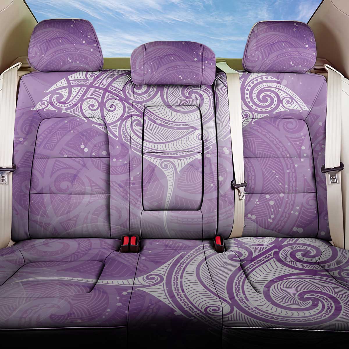 Epilepsy Awareness Maori Aotearoa Back Car Seat Cover Manta Ray - Purple Glaze - Polynesian Pride