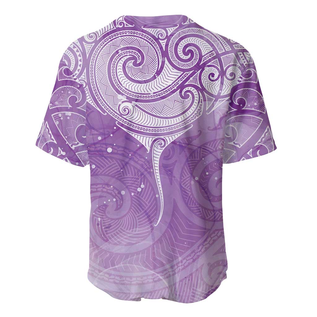 Epilepsy Awareness Maori Aotearoa Baseball Jersey Manta Ray - Purple Glaze - Polynesian Pride