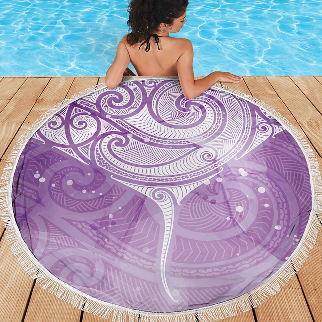 Epilepsy Awareness Maori Aotearoa Beach Blanket Manta Ray - Purple Glaze - Polynesian Pride
