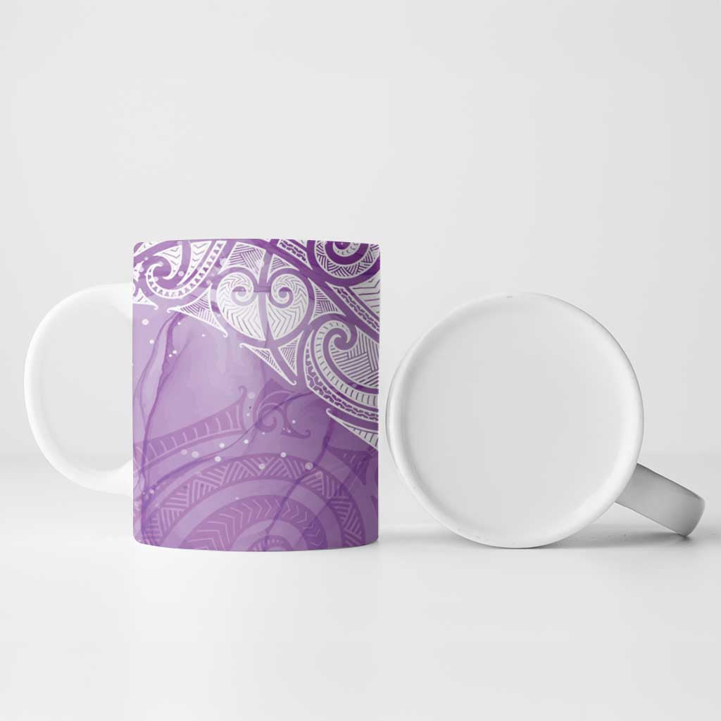 Epilepsy Awareness Maori Aotearoa Ceramic Mug Manta Ray - Purple Glaze - Polynesian Pride