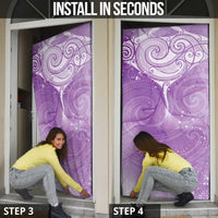 Epilepsy Awareness Maori Aotearoa Door Cover Manta Ray - Purple Glaze - Polynesian Pride