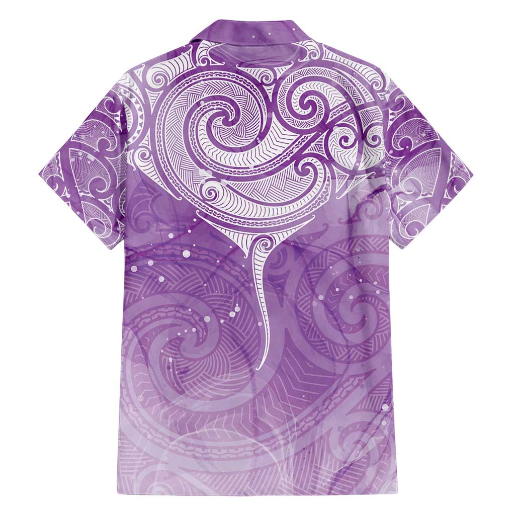 Epilepsy Awareness Maori Aotearoa Family Matching Tank Maxi Dress and Hawaiian Shirt Manta Ray - Purple Glaze - Polynesian Pride