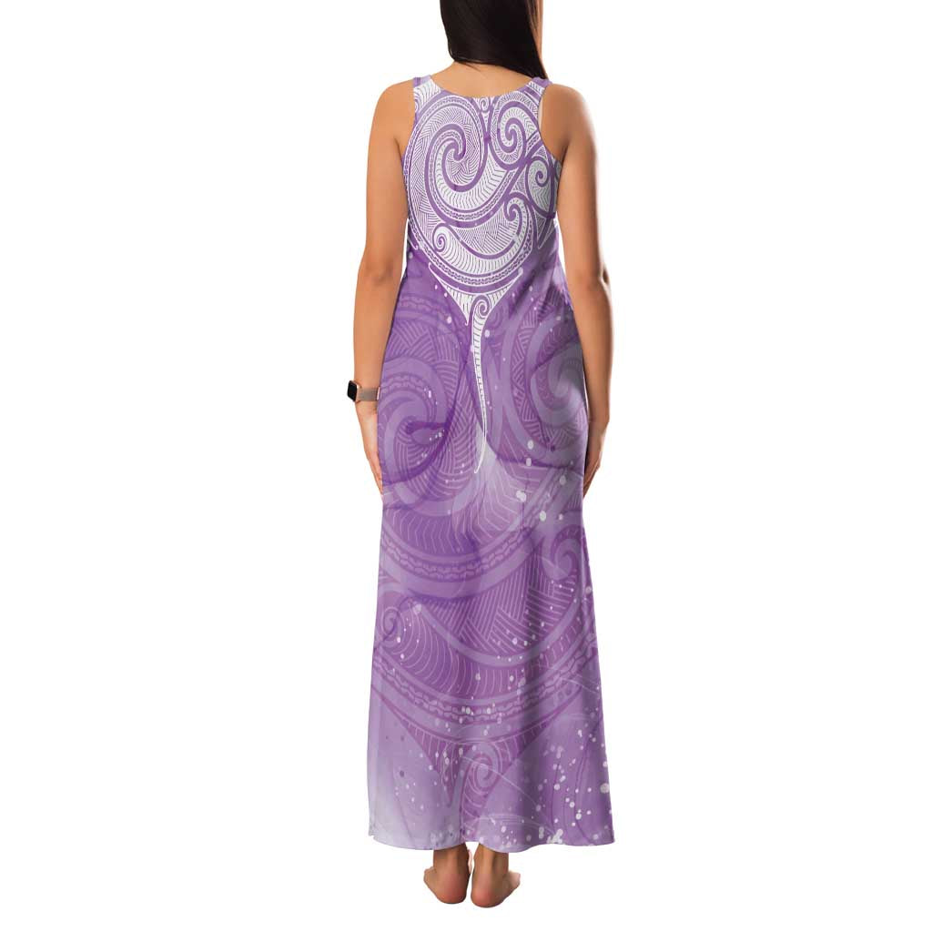 Epilepsy Awareness Maori Aotearoa Family Matching Tank Maxi Dress and Hawaiian Shirt Manta Ray - Purple Glaze - Polynesian Pride
