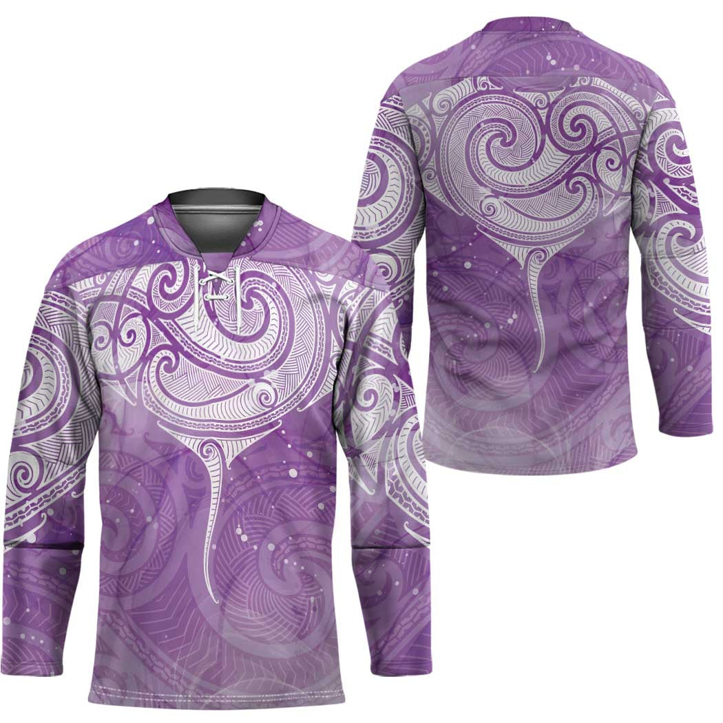 Epilepsy Awareness Maori Aotearoa Hockey Jersey Manta Ray - Purple Glaze - Polynesian Pride