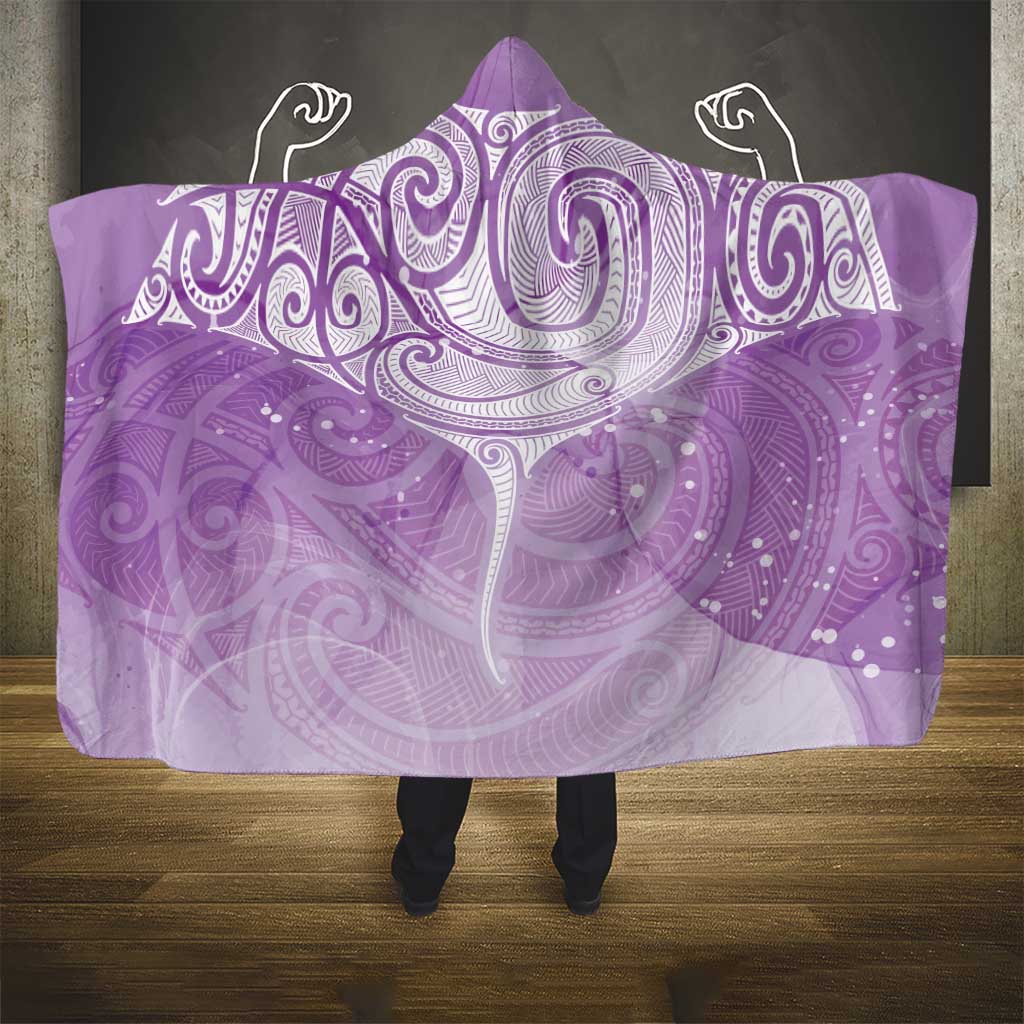 Epilepsy Awareness Maori Aotearoa Hooded Blanket Manta Ray - Purple Glaze - Polynesian Pride