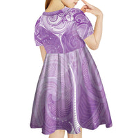 Epilepsy Awareness Maori Aotearoa Kid Short Sleeve Dress Manta Ray - Purple Glaze - Polynesian Pride