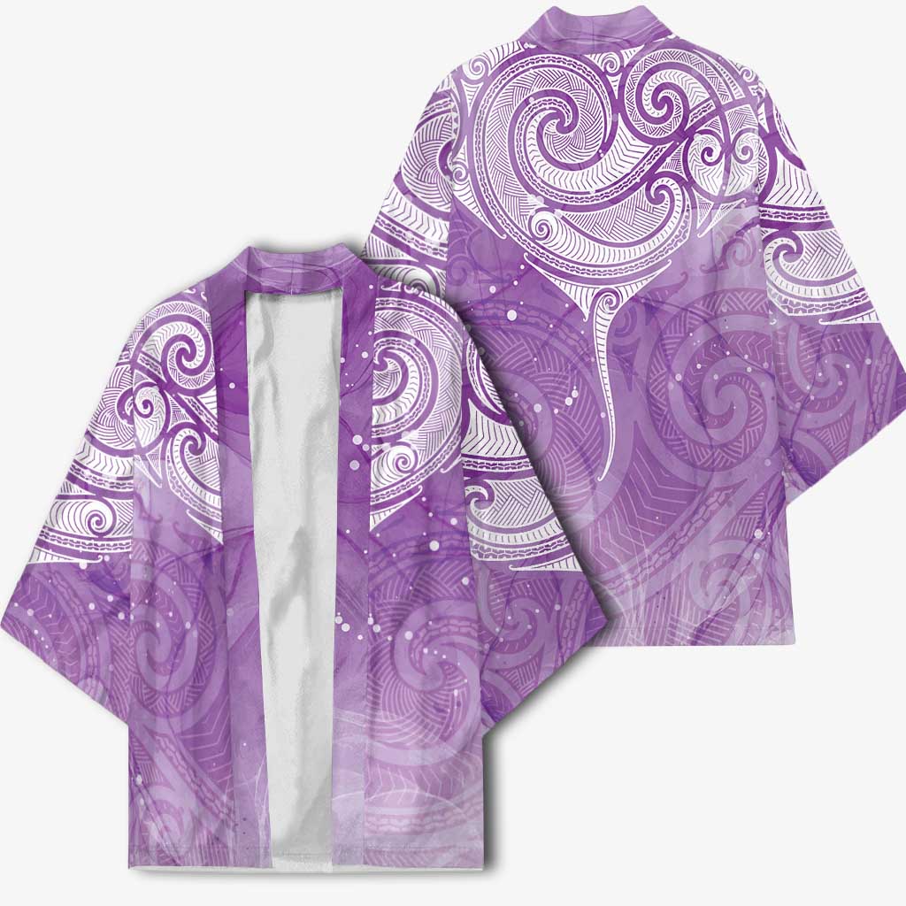 Epilepsy Awareness Maori Aotearoa Kimono Manta Ray - Purple Glaze - Polynesian Pride