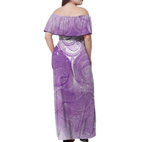 Epilepsy Awareness Maori Aotearoa Off Shoulder Maxi Dress Manta Ray - Purple Glaze - Polynesian Pride