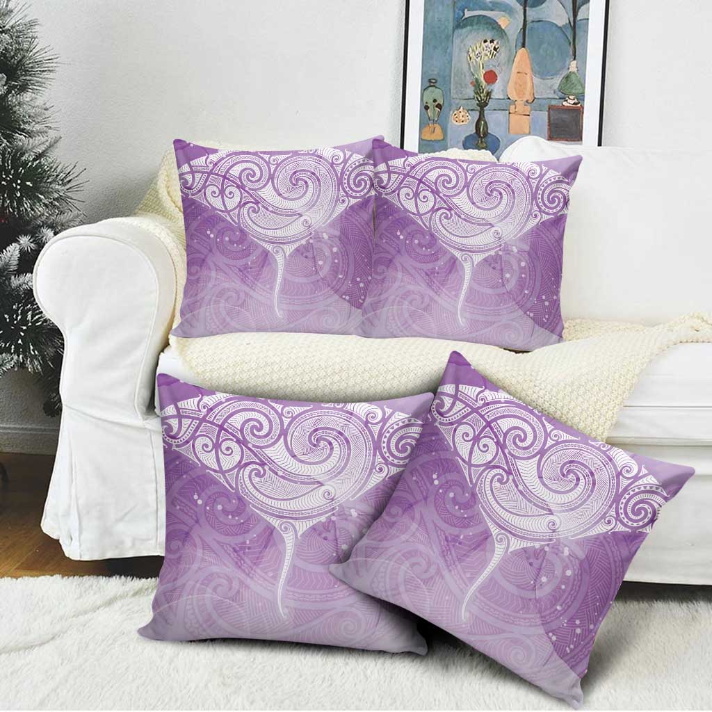 Epilepsy Awareness Maori Aotearoa Pillow Cover Manta Ray - Purple Glaze - Polynesian Pride