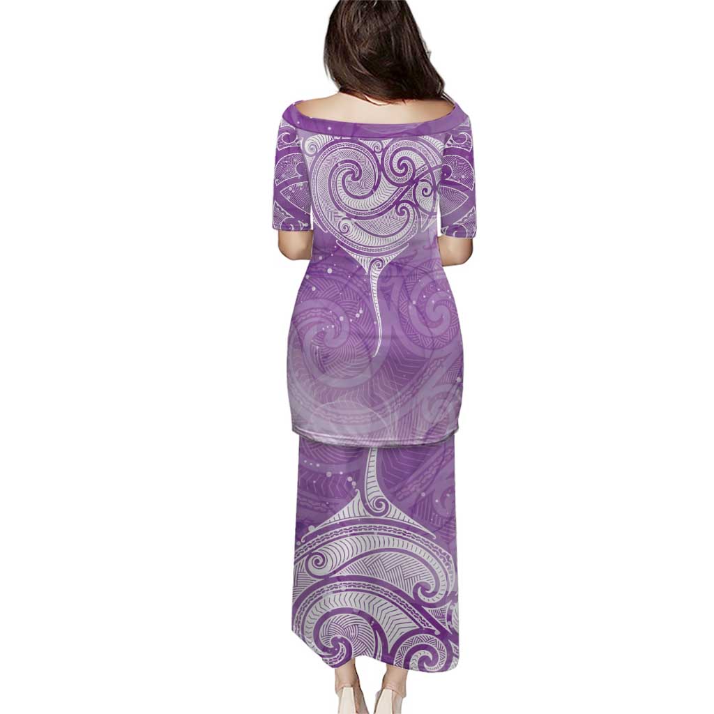Epilepsy Awareness Maori Aotearoa Puletasi Manta Ray - Purple Glaze - Polynesian Pride