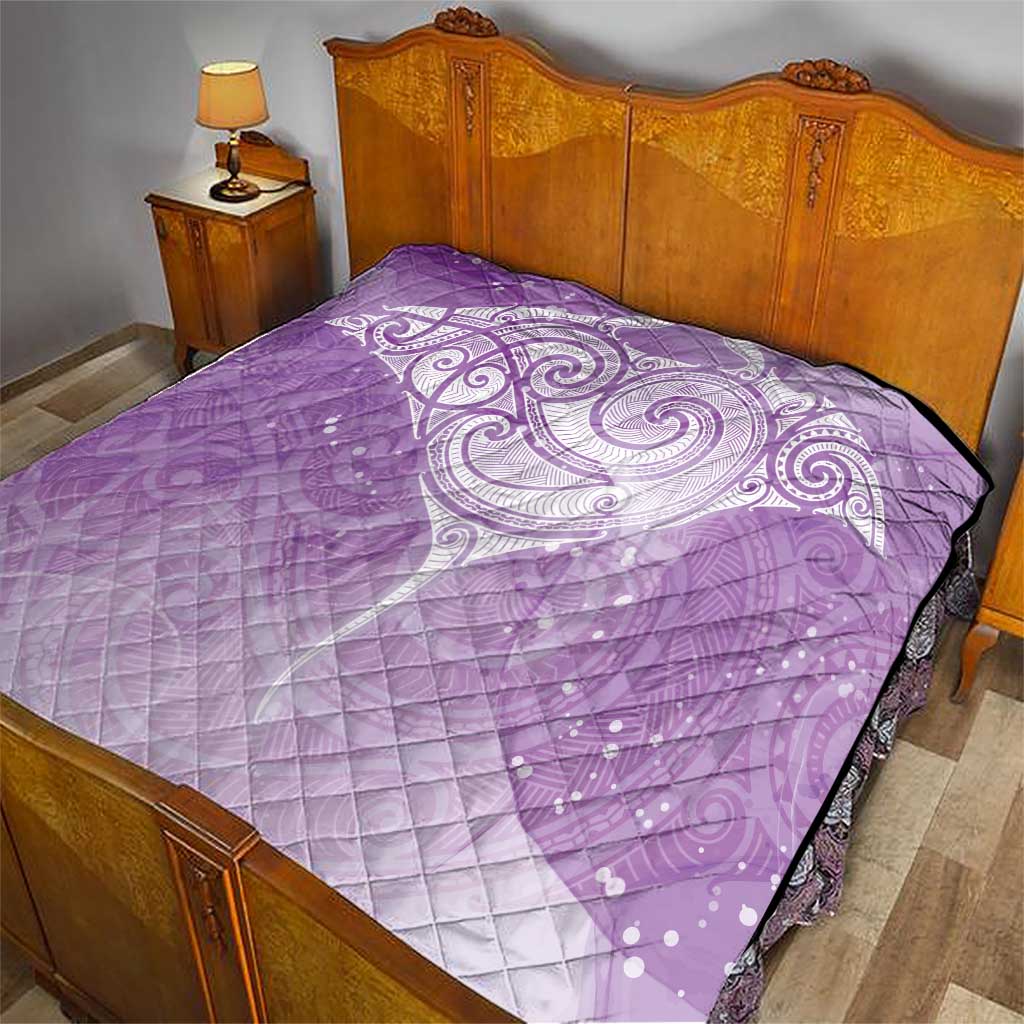 Epilepsy Awareness Maori Aotearoa Quilt Manta Ray - Purple Glaze - Polynesian Pride