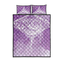 Epilepsy Awareness Maori Aotearoa Quilt Bed Set Manta Ray - Purple Glaze - Polynesian Pride